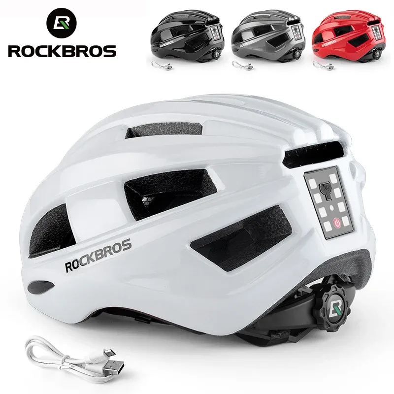 ?Com Taxa ?Capacete Com Luz Traseira Usb Rockbros Moldado Mtb Estrada 55-60cm